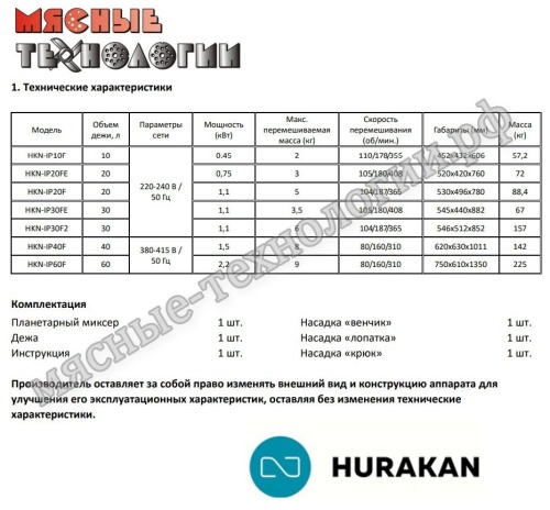 Миксер планетарный HURAKAN HKN-IP10F (10 л, 3 скорости, 220В) фото 2