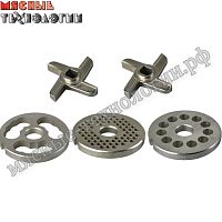 Комплект решеток и ножей с буртом для мясорубок МИМ-150, ТМ-12