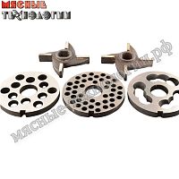 Комплект решеток и ножей с буртом для мясорубок М-75, МИМ-80, М-80, М-50С