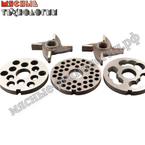 Комплект решеток и ножей с буртом для мясорубок М-75, МИМ-80, М-80, М-50С